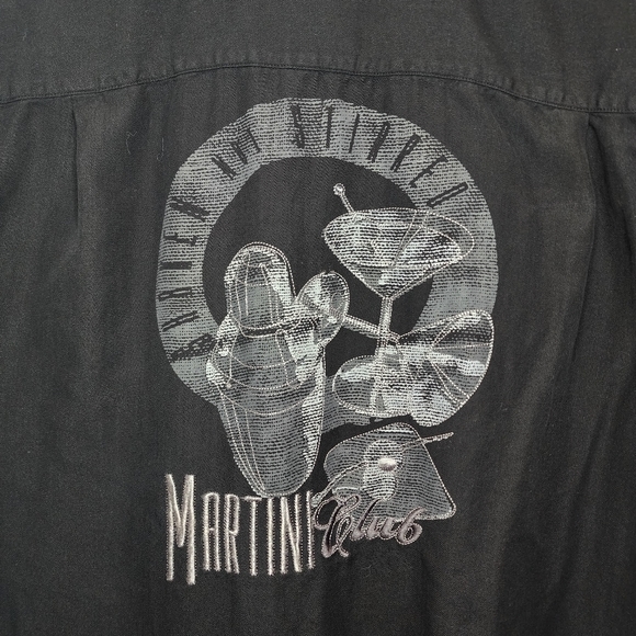 CUBAVERA Mens Black Martini Club Short Sleeve Collared Relaxed Fit Button Up- XL - Picture 7 of 10